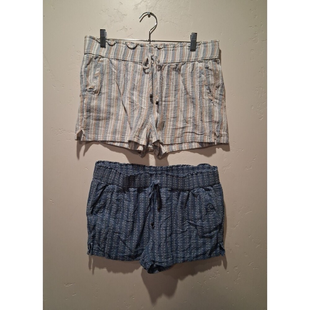 Lot of 2: JOE B Size L Shorts Blue Tan Striped Hues Beach Lounge Hippie Travel